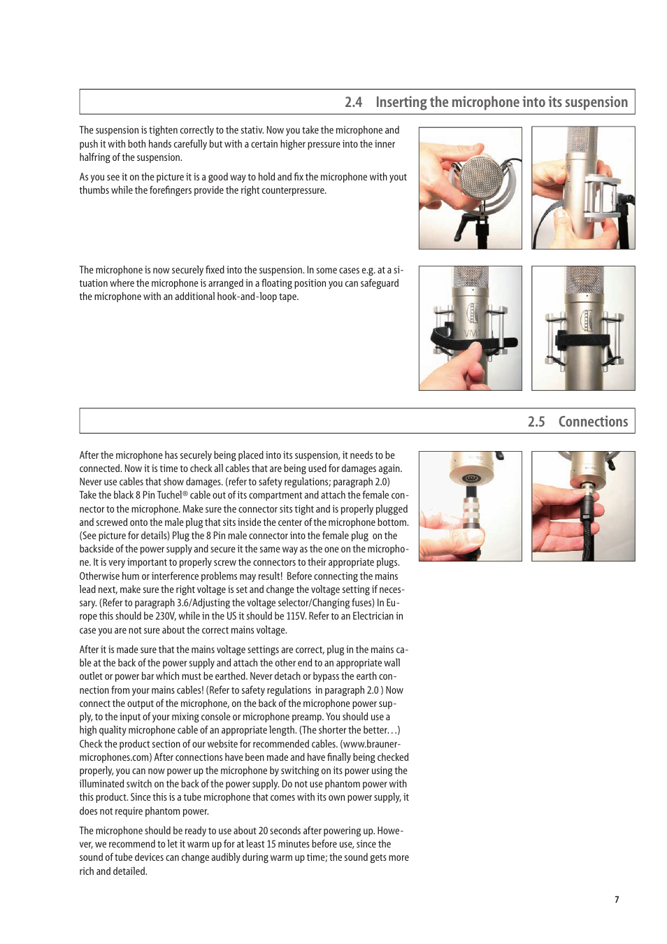 4 inserting the microphone into its suspension, 5 connections | Brauner Microphones VMX lite User Manual | Page 7 / 16