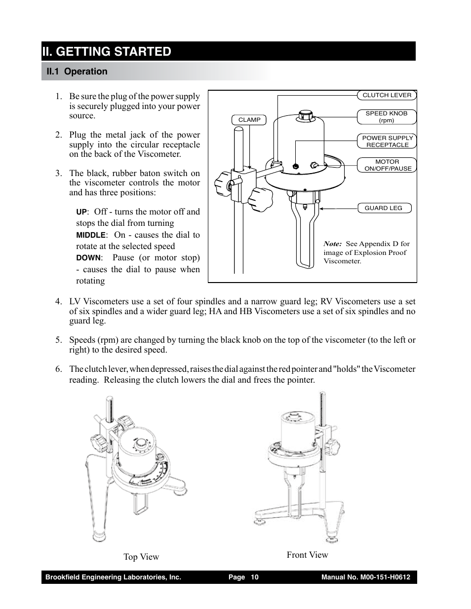 Ii. getting started | Brookfield Dial Stepper Viscometer User Manual | Page 10 / 35