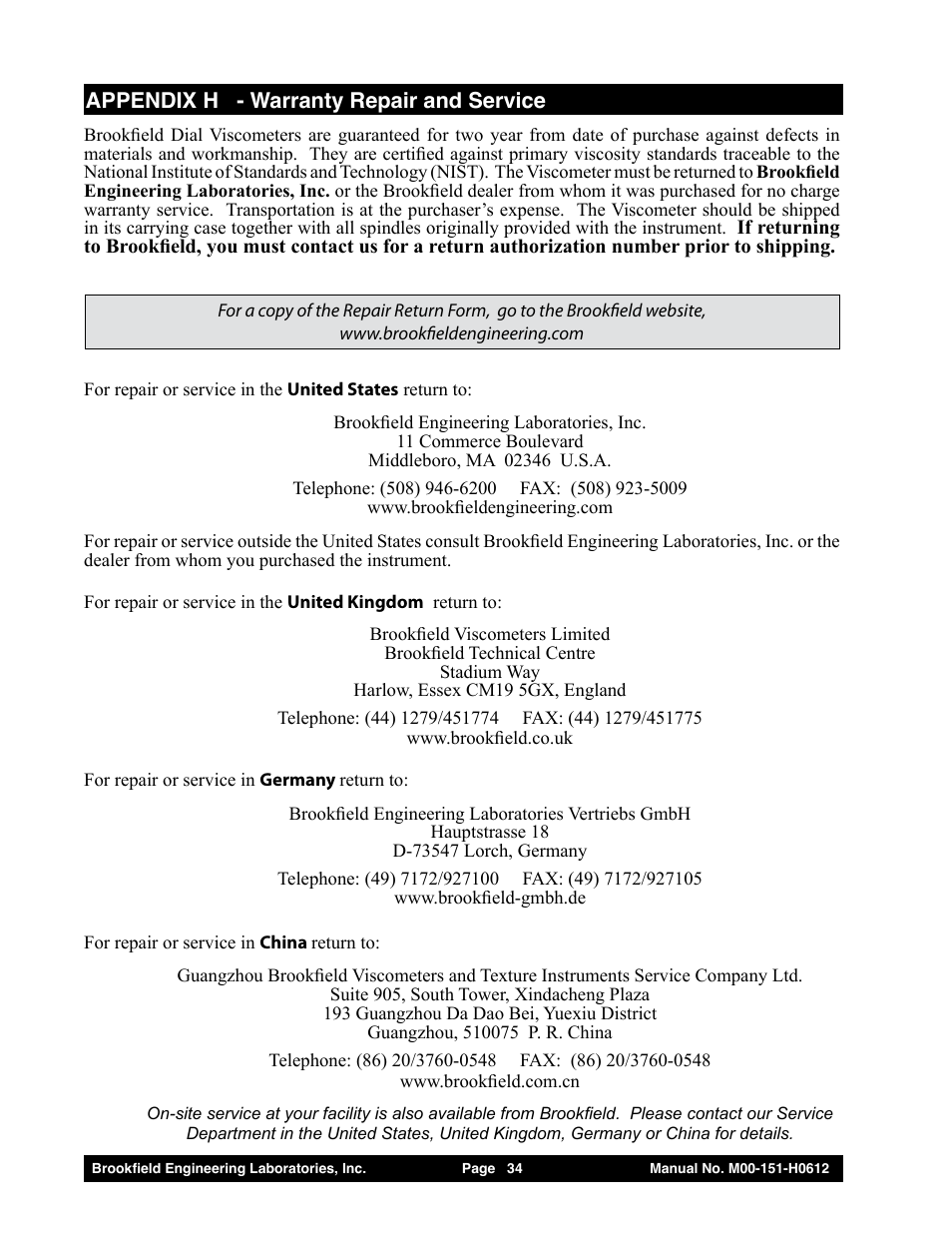 Brookfield Dial Stepper Viscometer User Manual | Page 34 / 35