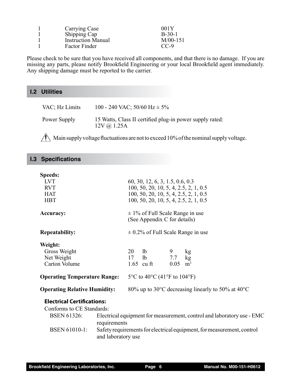Brookfield Dial Stepper Viscometer User Manual | Page 6 / 35