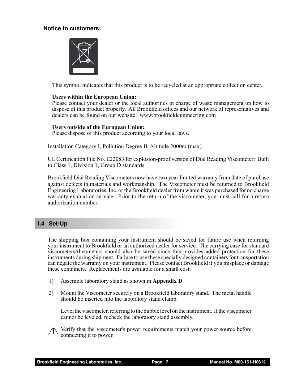 Brookfield Dial Stepper Viscometer User Manual | Page 7 / 35