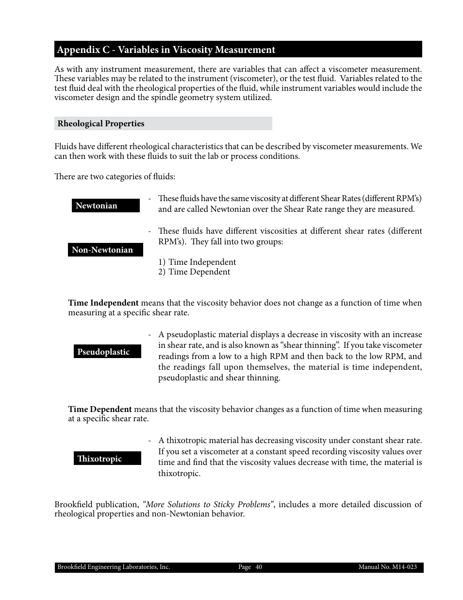 Brookfield DV1 Viscometer User Manual | Page 40 / 63
