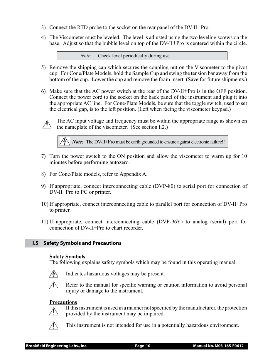 Brookfield DV2+Pro Viscometer User Manual | Page 10 / 101