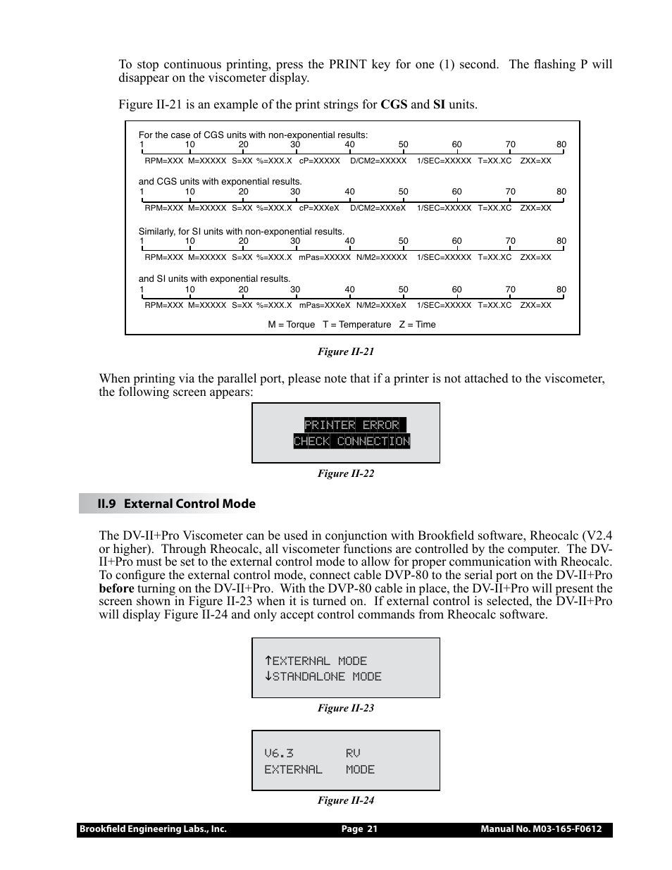 V6.3 rv external mode | Brookfield DV2+Pro Viscometer User Manual | Page 21 / 101