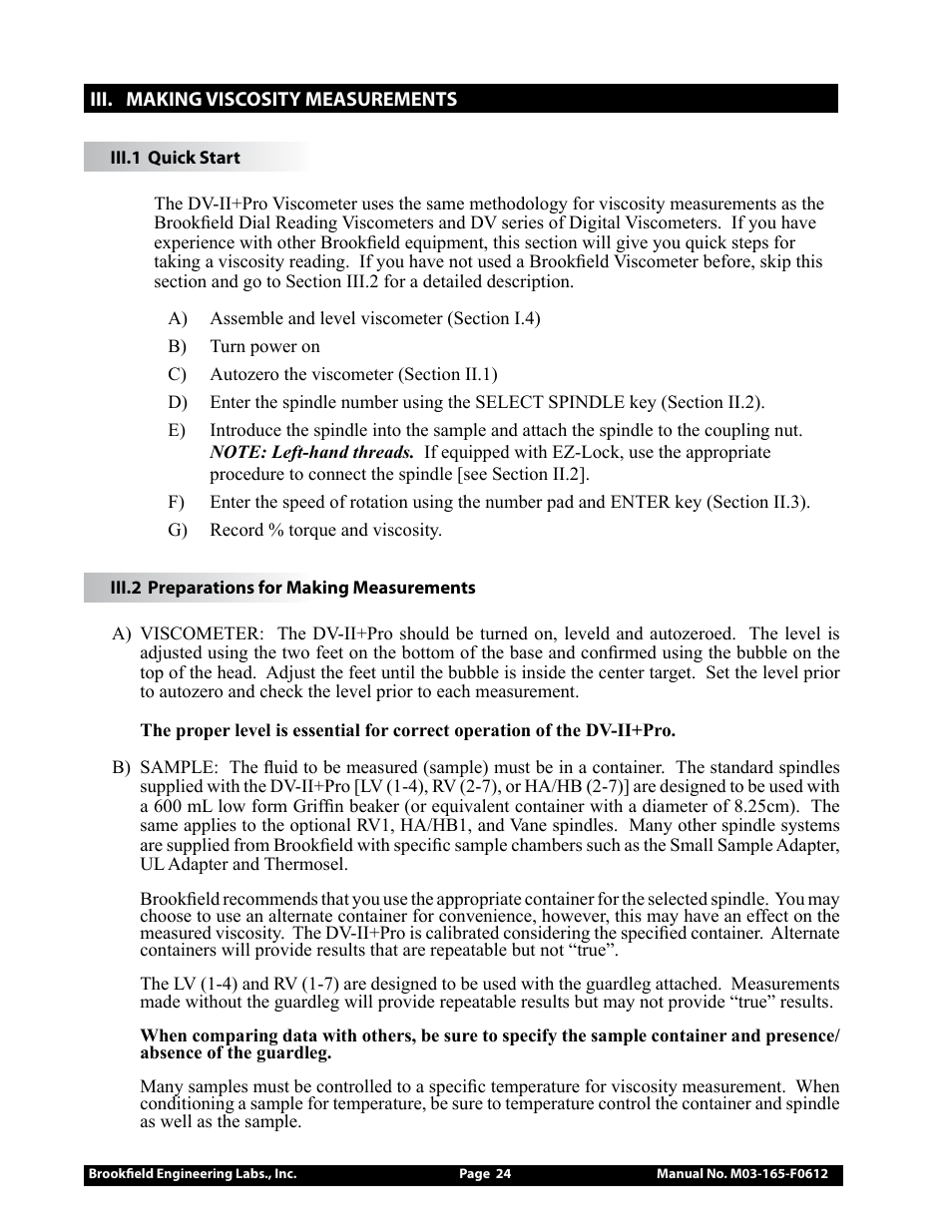 Brookfield DV2+Pro Viscometer User Manual | Page 24 / 101