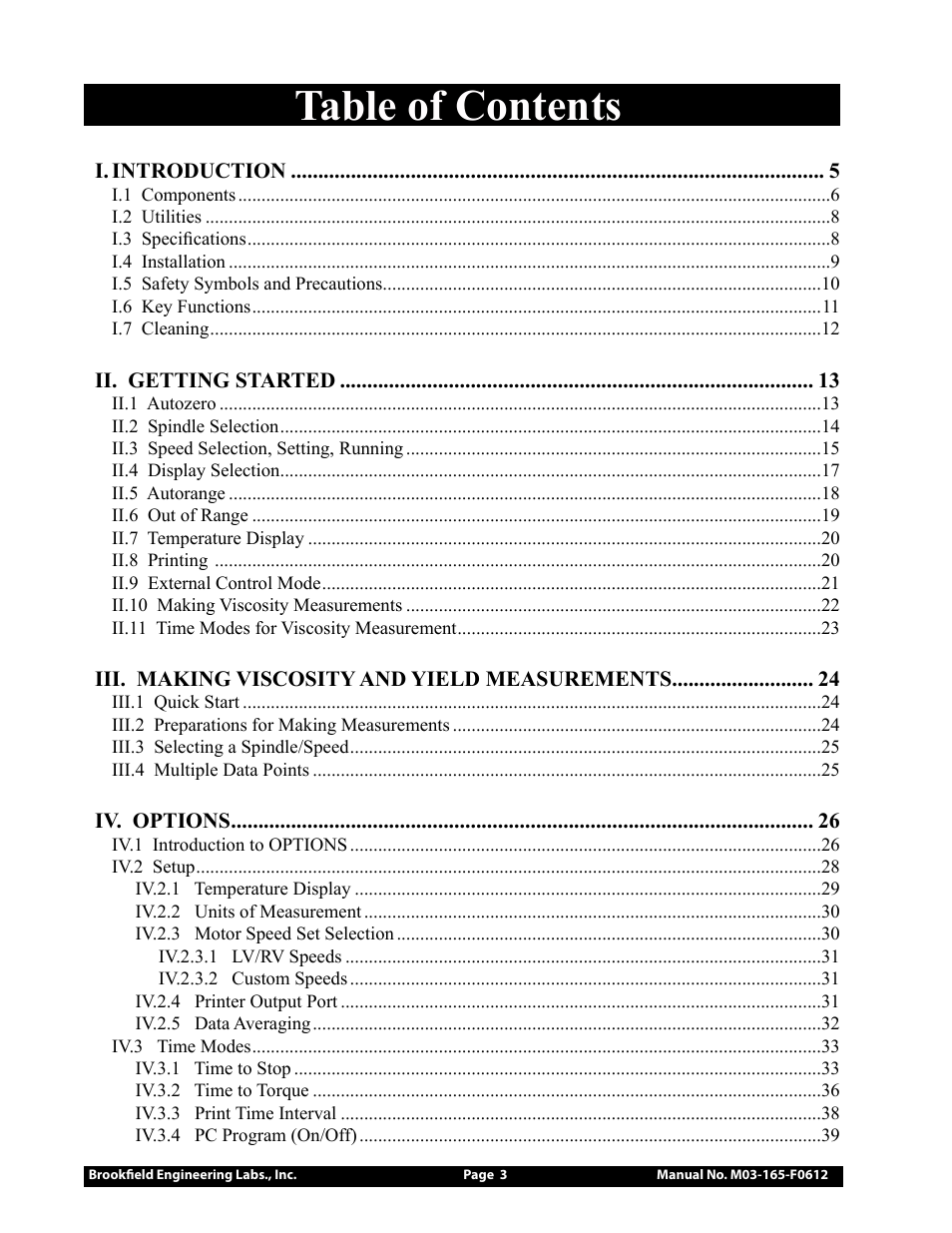 Brookfield DV2+Pro Viscometer User Manual | Page 3 / 101