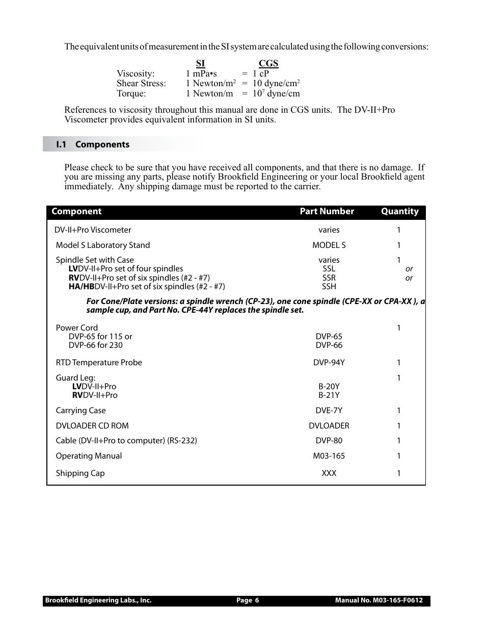 Brookfield DV2+Pro Viscometer User Manual | Page 6 / 101