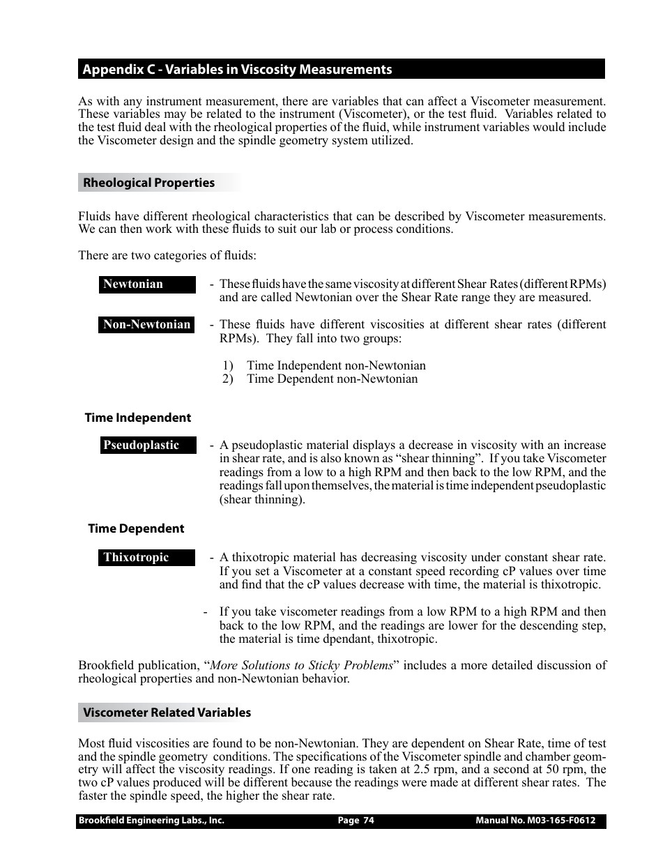 Brookfield DV2+Pro Viscometer User Manual | Page 74 / 101