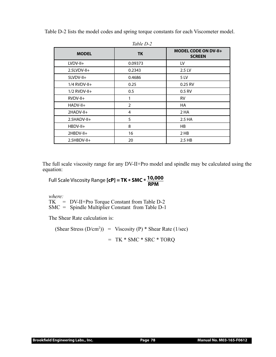 Brookfield DV2+Pro Viscometer User Manual | Page 78 / 101