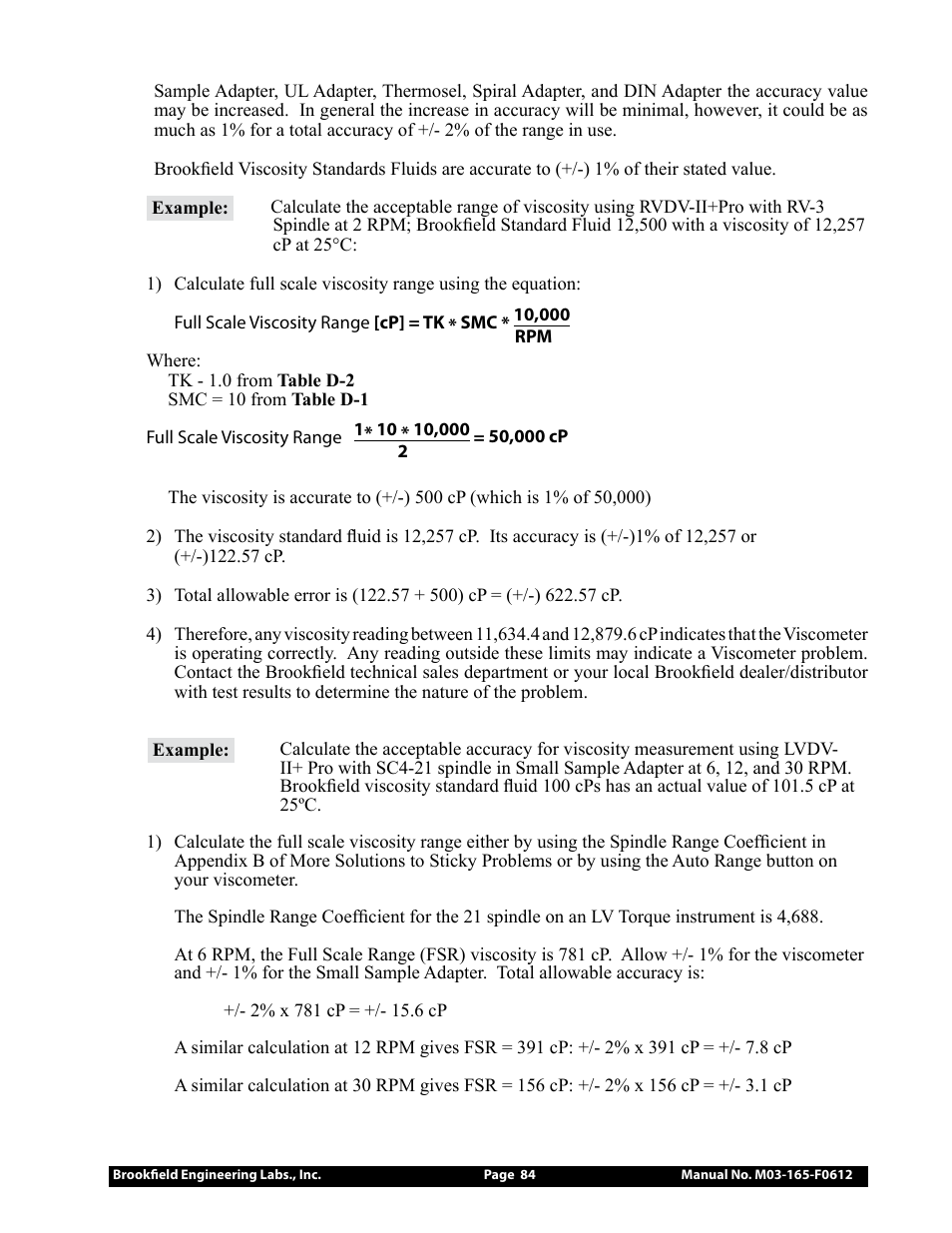 Brookfield DV2+Pro Viscometer User Manual | Page 84 / 101