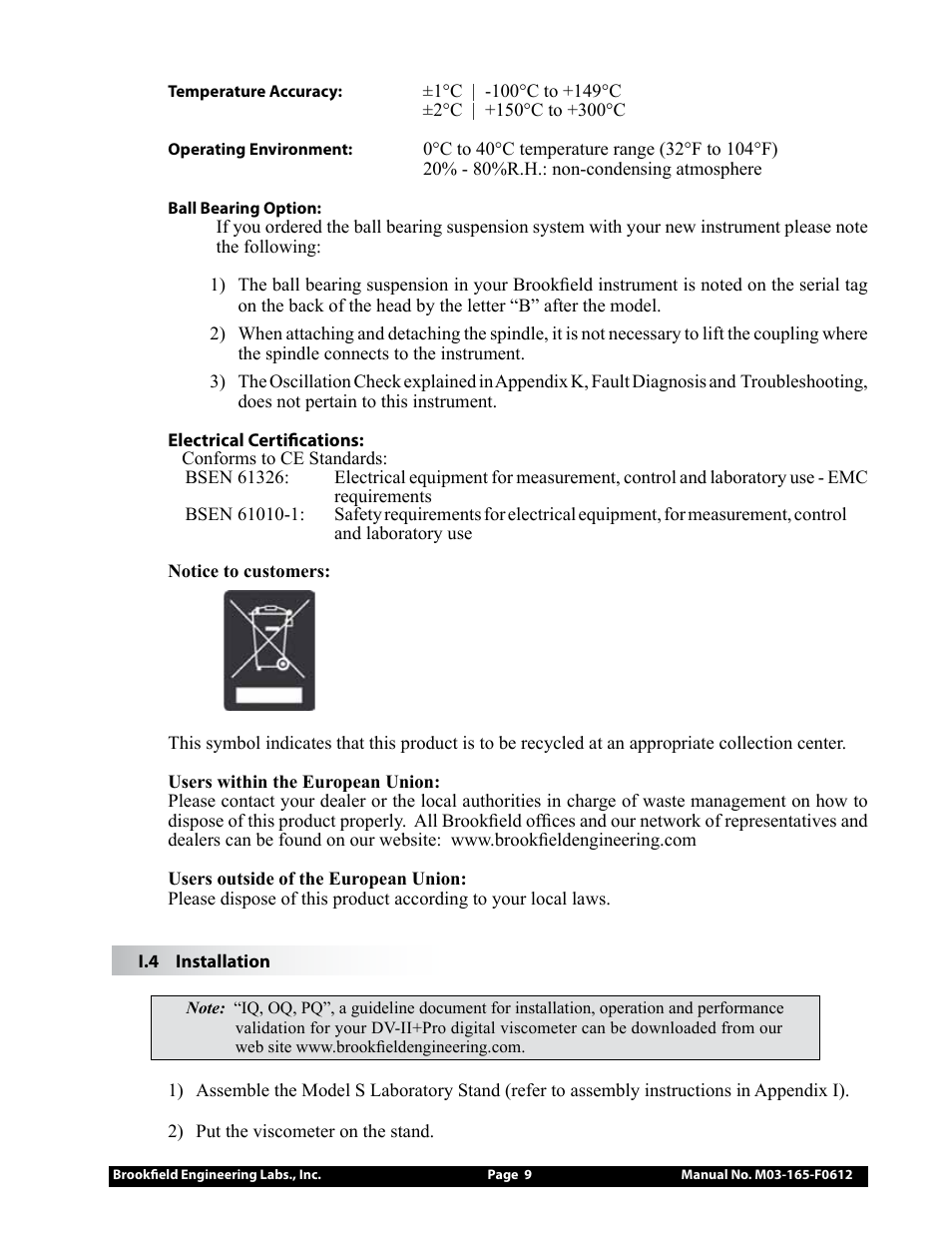 Brookfield DV2+Pro Viscometer User Manual | Page 9 / 101