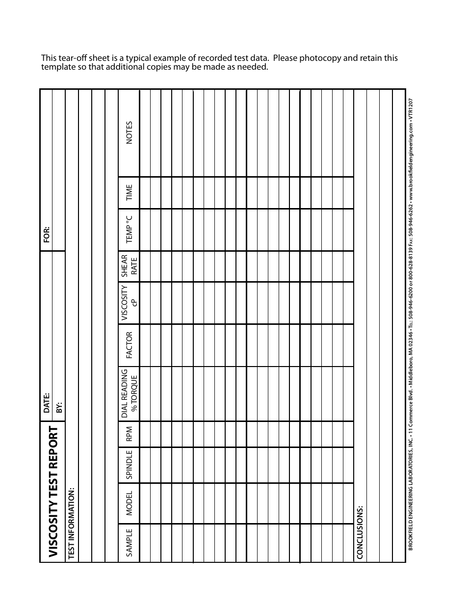 Visc osity test report | Brookfield DV2T Extra Viscometer User Manual | Page 95 / 95
