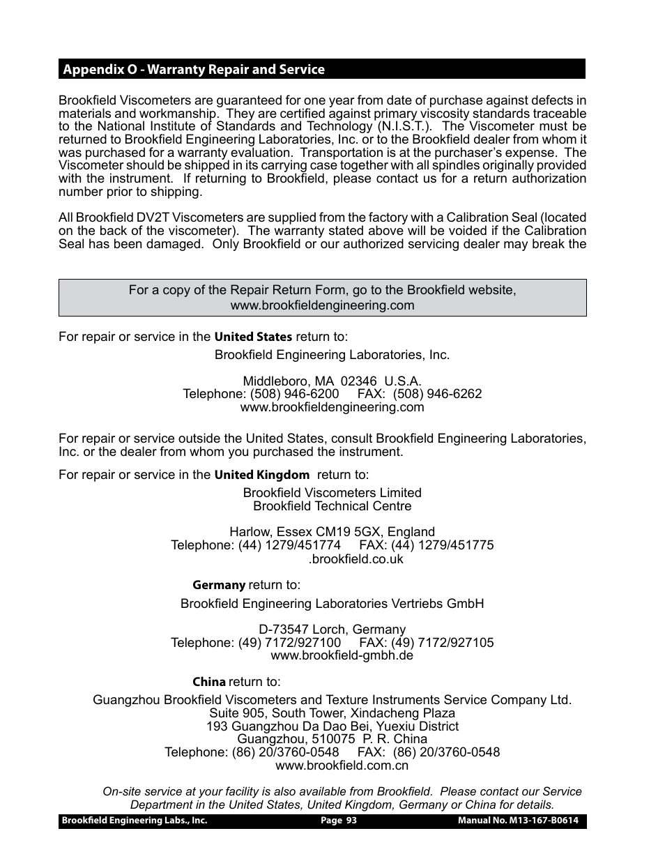 Brookfield DV2T Viscometer User Manual | Page 93 / 95