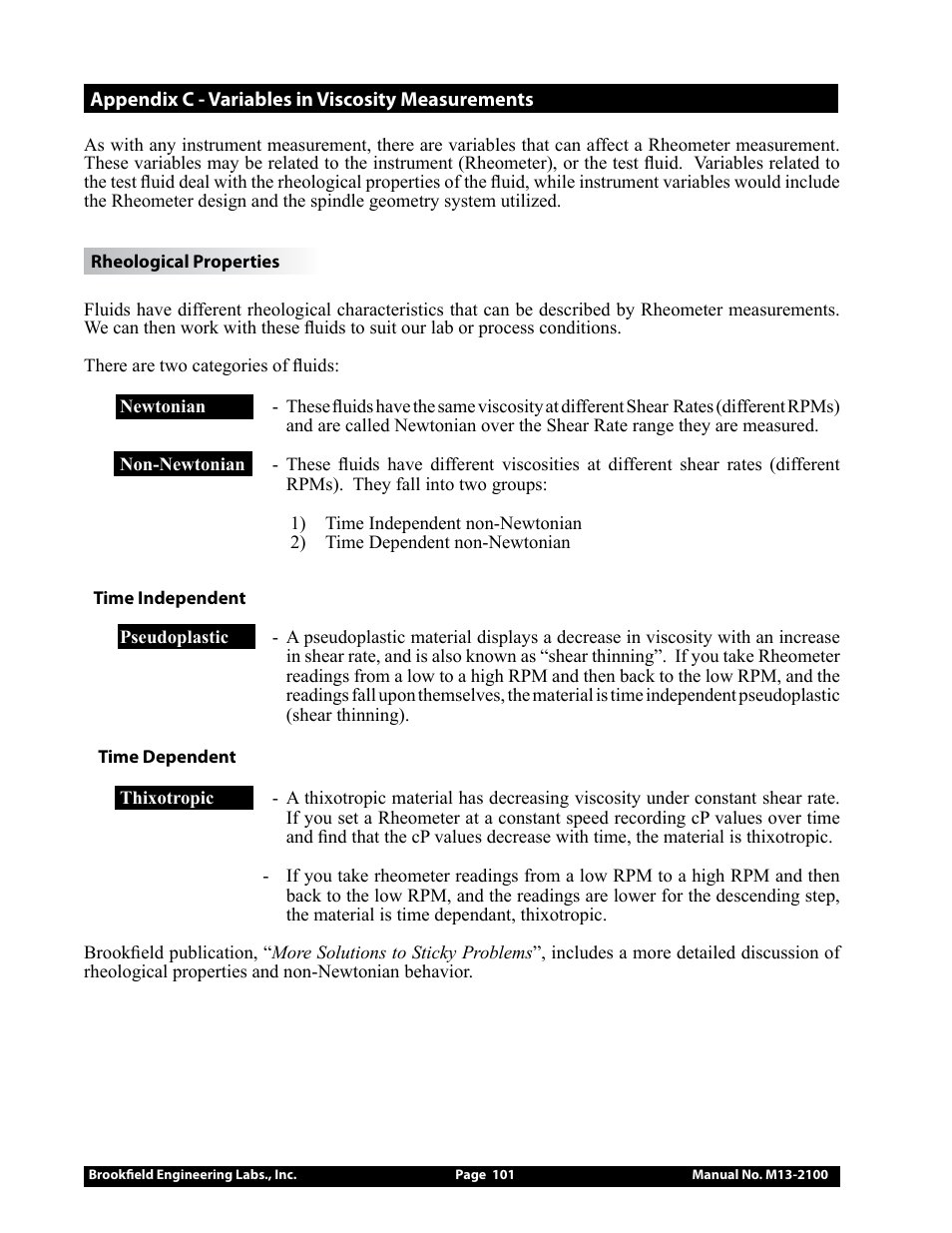 Brookfield DV3T Rheometer User Manual | Page 101 / 125