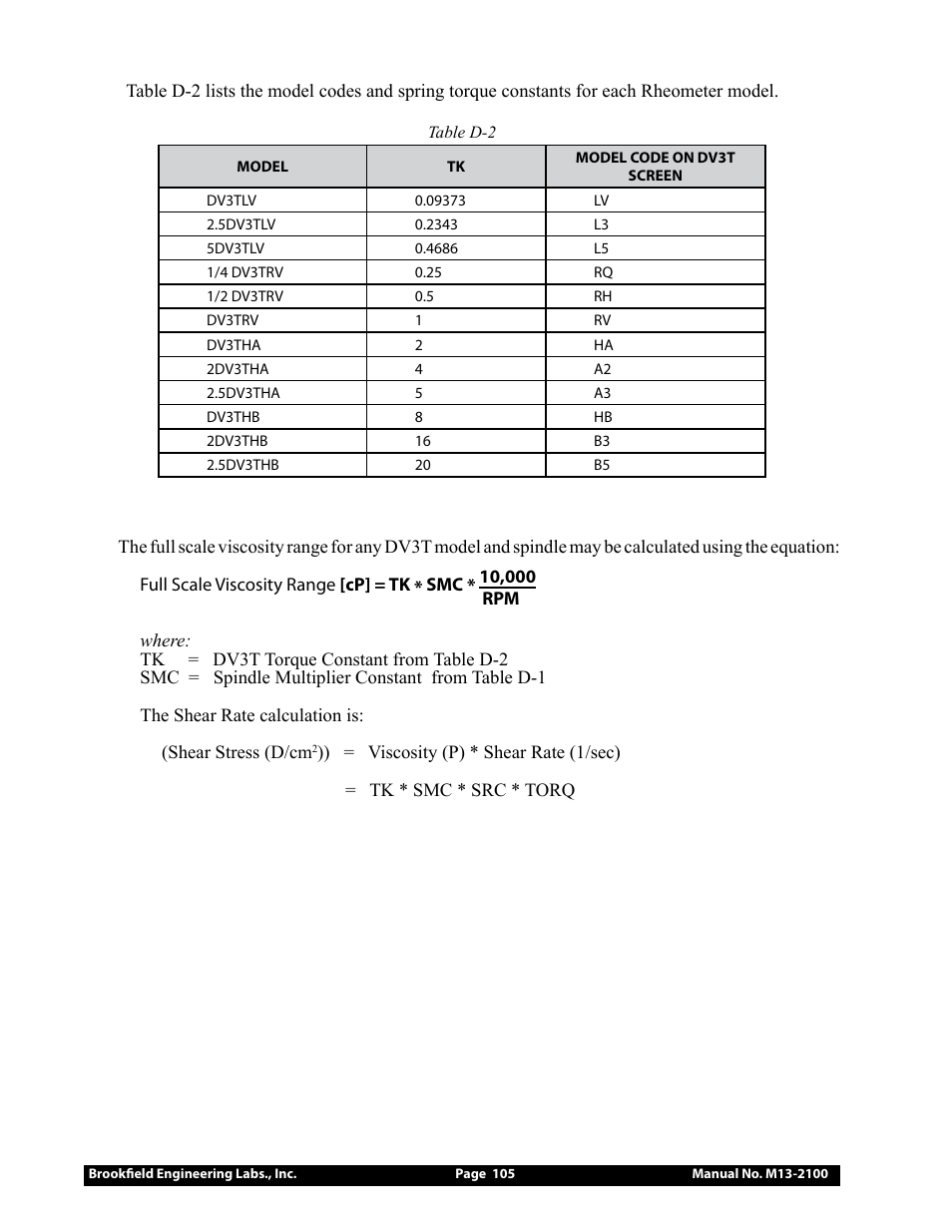 Brookfield DV3T Rheometer User Manual | Page 105 / 125