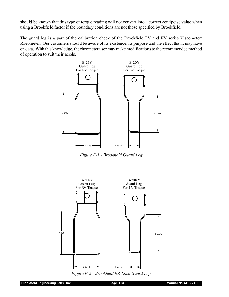 Figure f-1 - brookfield guard leg, Figure f-2 - brookfield ez-lock guard leg | Brookfield DV3T Rheometer User Manual | Page 114 / 125