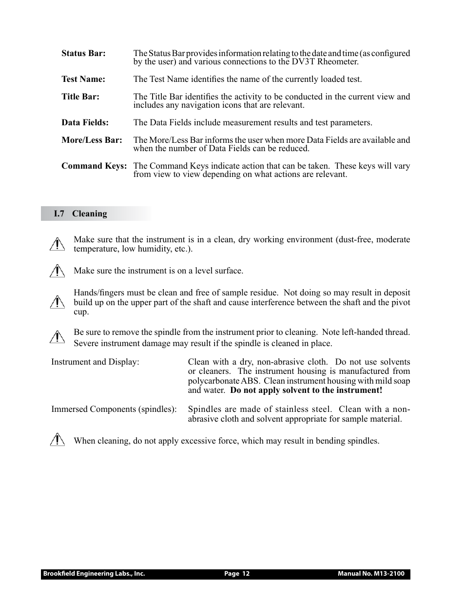 Brookfield DV3T Rheometer User Manual | Page 12 / 125