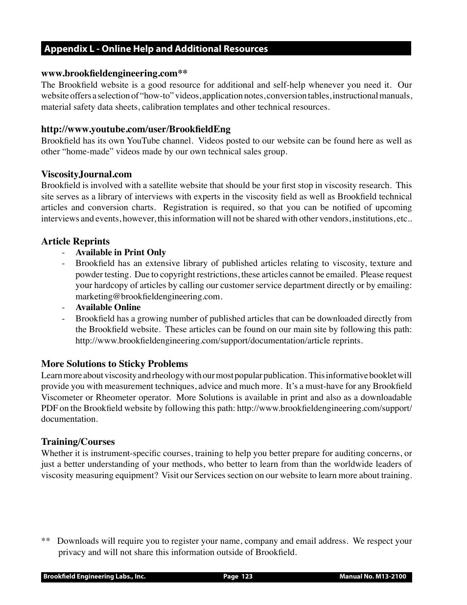 Brookfield DV3T Rheometer User Manual | Page 123 / 125