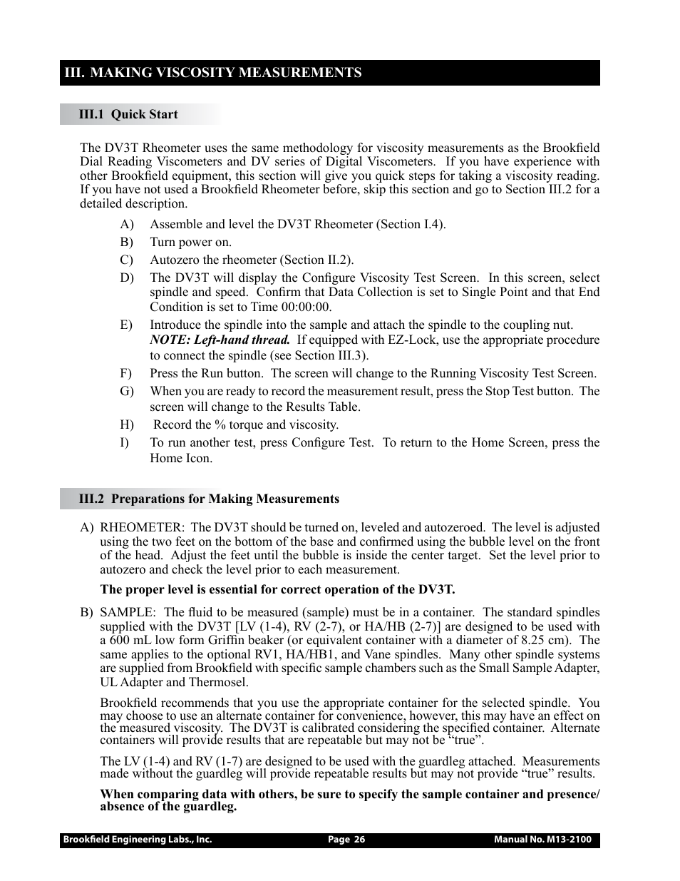 Brookfield DV3T Rheometer User Manual | Page 26 / 125