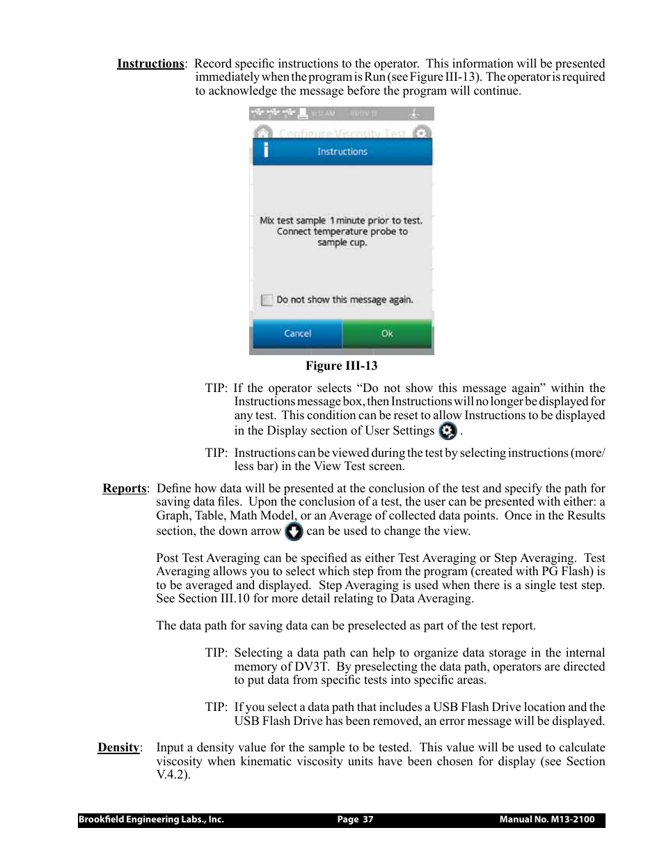 Brookfield DV3T Rheometer User Manual | Page 37 / 125