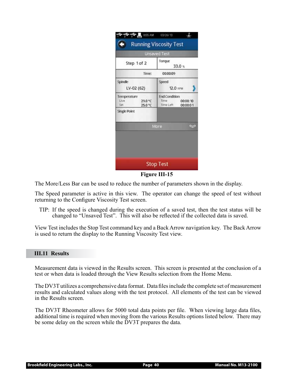 Brookfield DV3T Rheometer User Manual | Page 40 / 125
