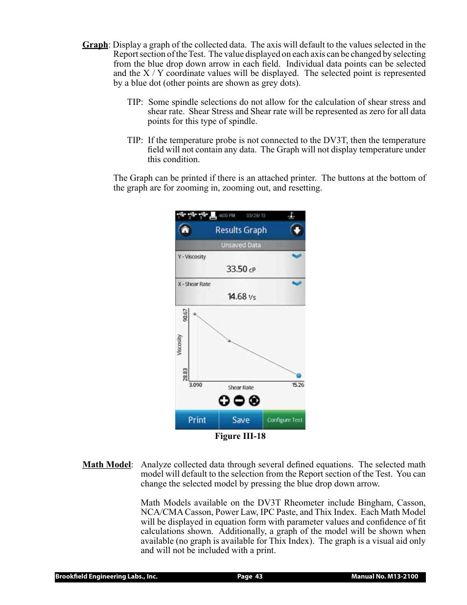 Brookfield DV3T Rheometer User Manual | Page 43 / 125