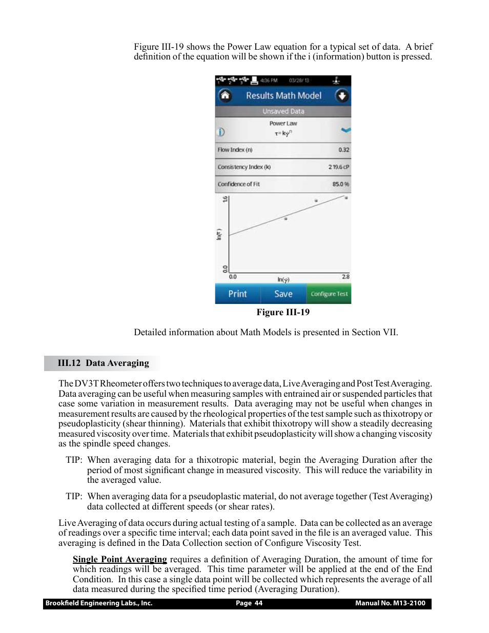 Brookfield DV3T Rheometer User Manual | Page 44 / 125