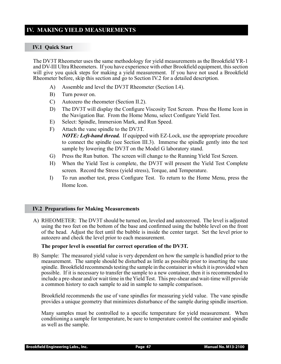 Brookfield DV3T Rheometer User Manual | Page 47 / 125