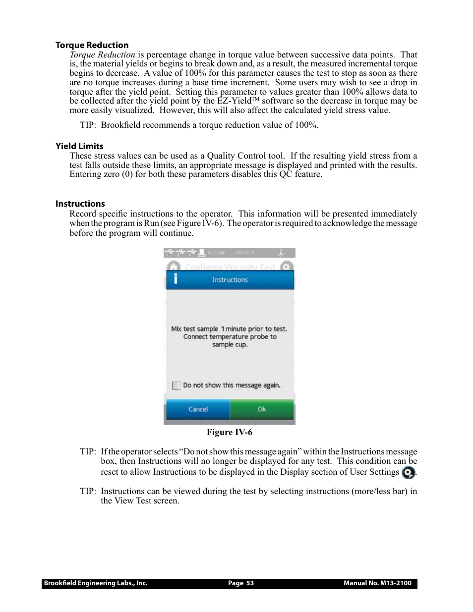 Brookfield DV3T Rheometer User Manual | Page 53 / 125