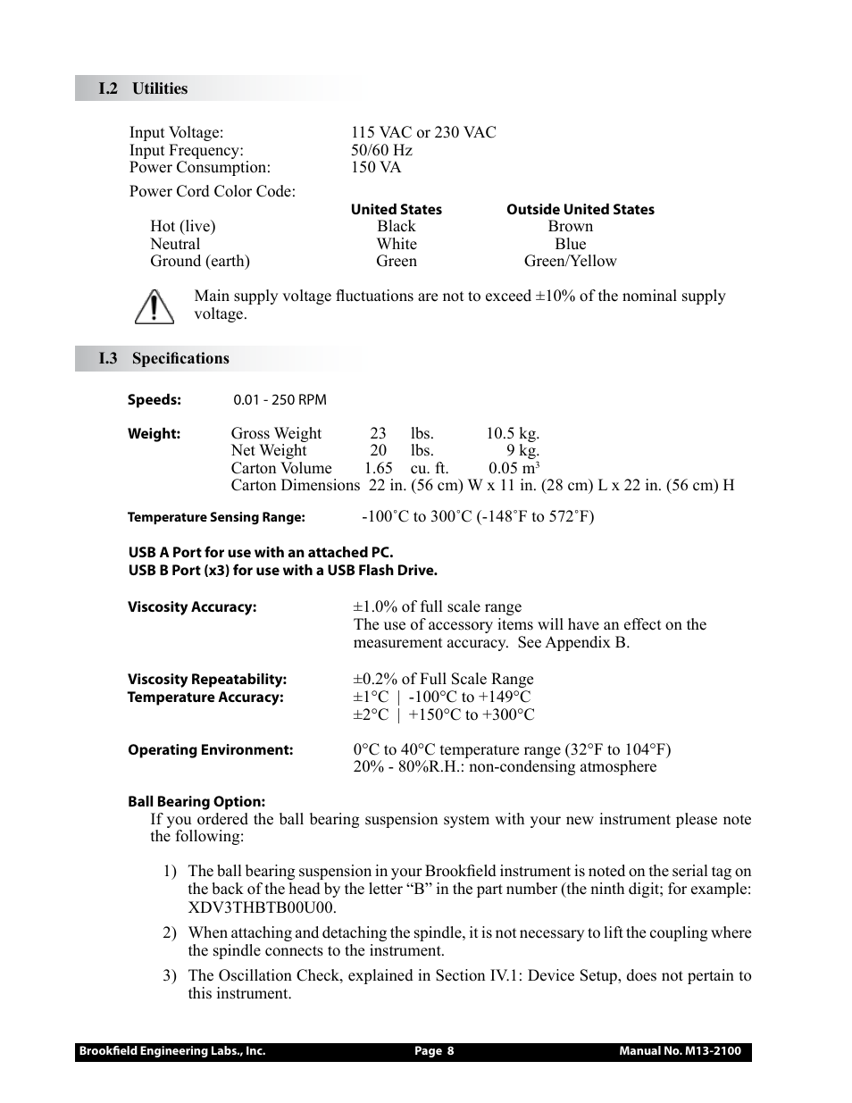 Brookfield DV3T Rheometer User Manual | Page 8 / 125