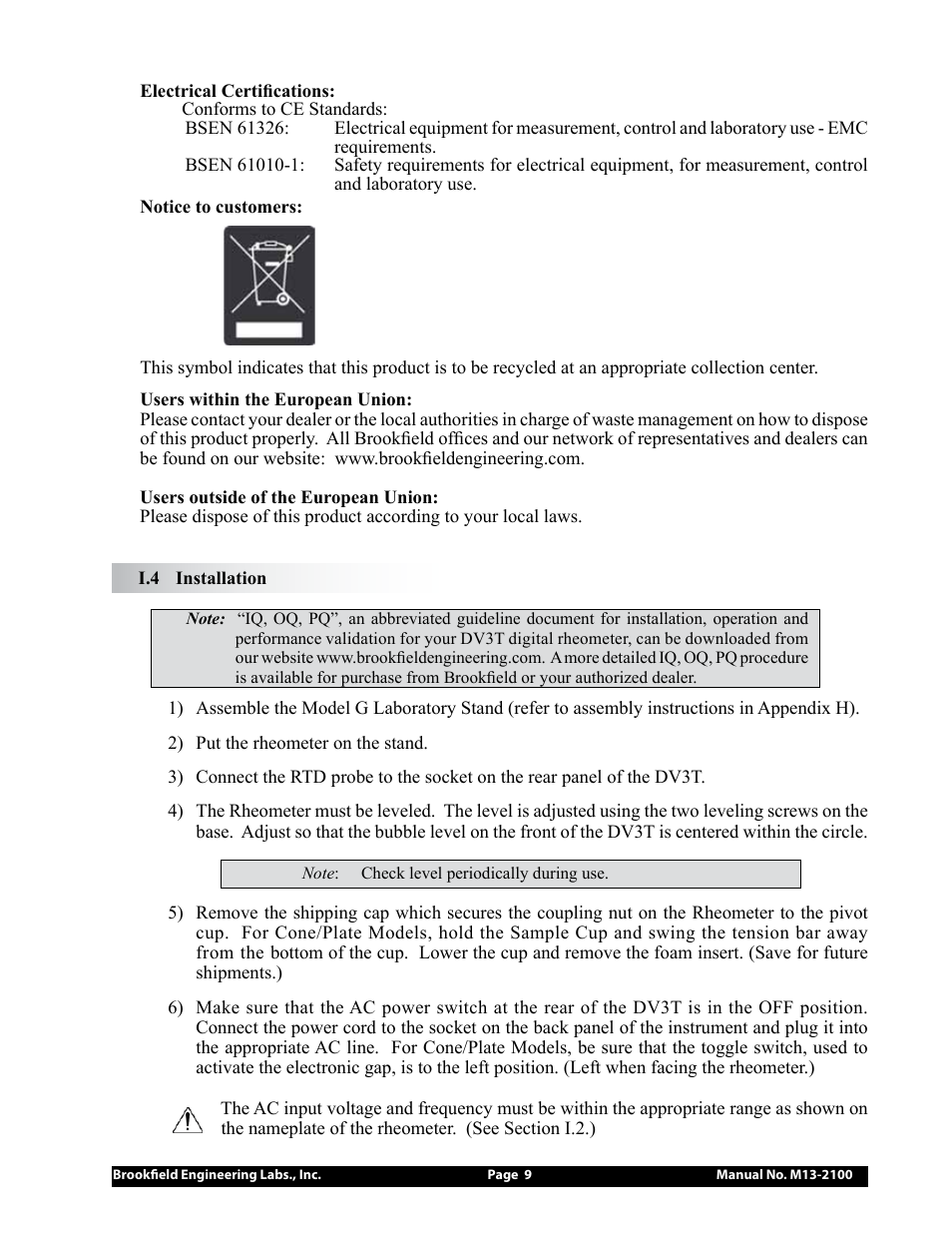 Brookfield DV3T Rheometer User Manual | Page 9 / 125