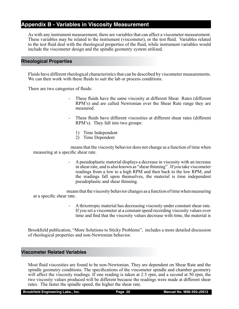 Brookfield DV-E Viscometer User Manual | Page 20 / 37
