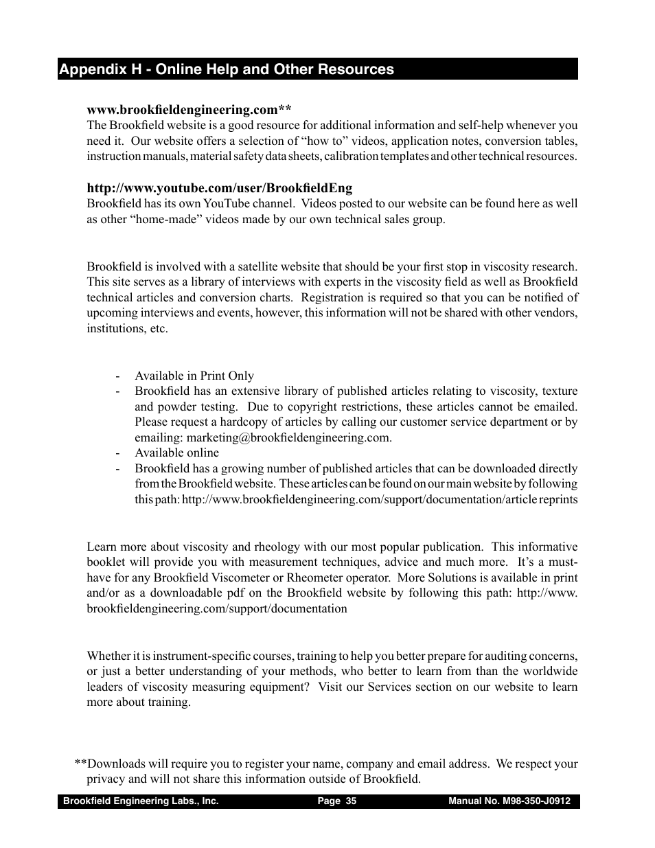 Brookfield DV-E Viscometer User Manual | Page 35 / 37