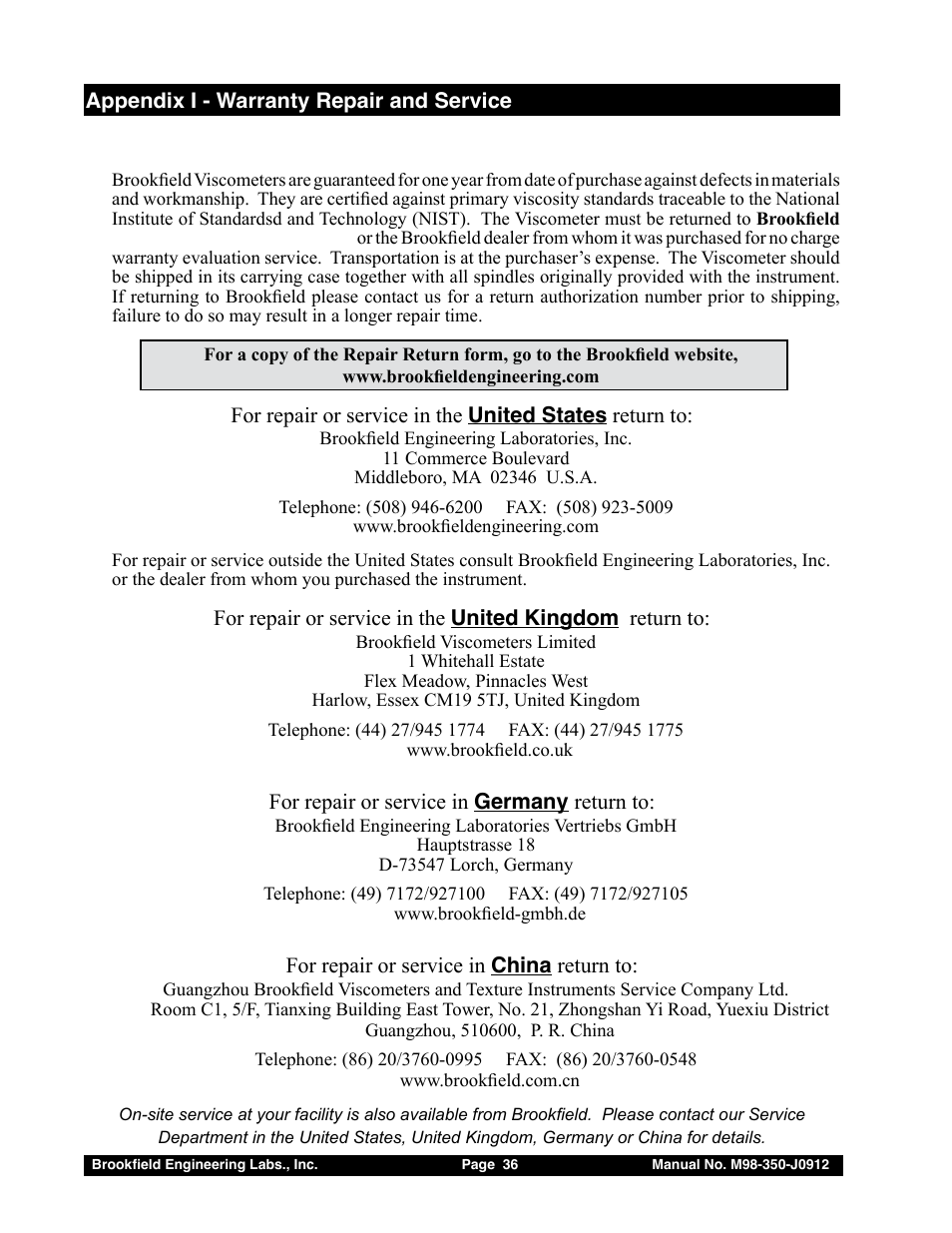 Brookfield DV-E Viscometer User Manual | Page 36 / 37