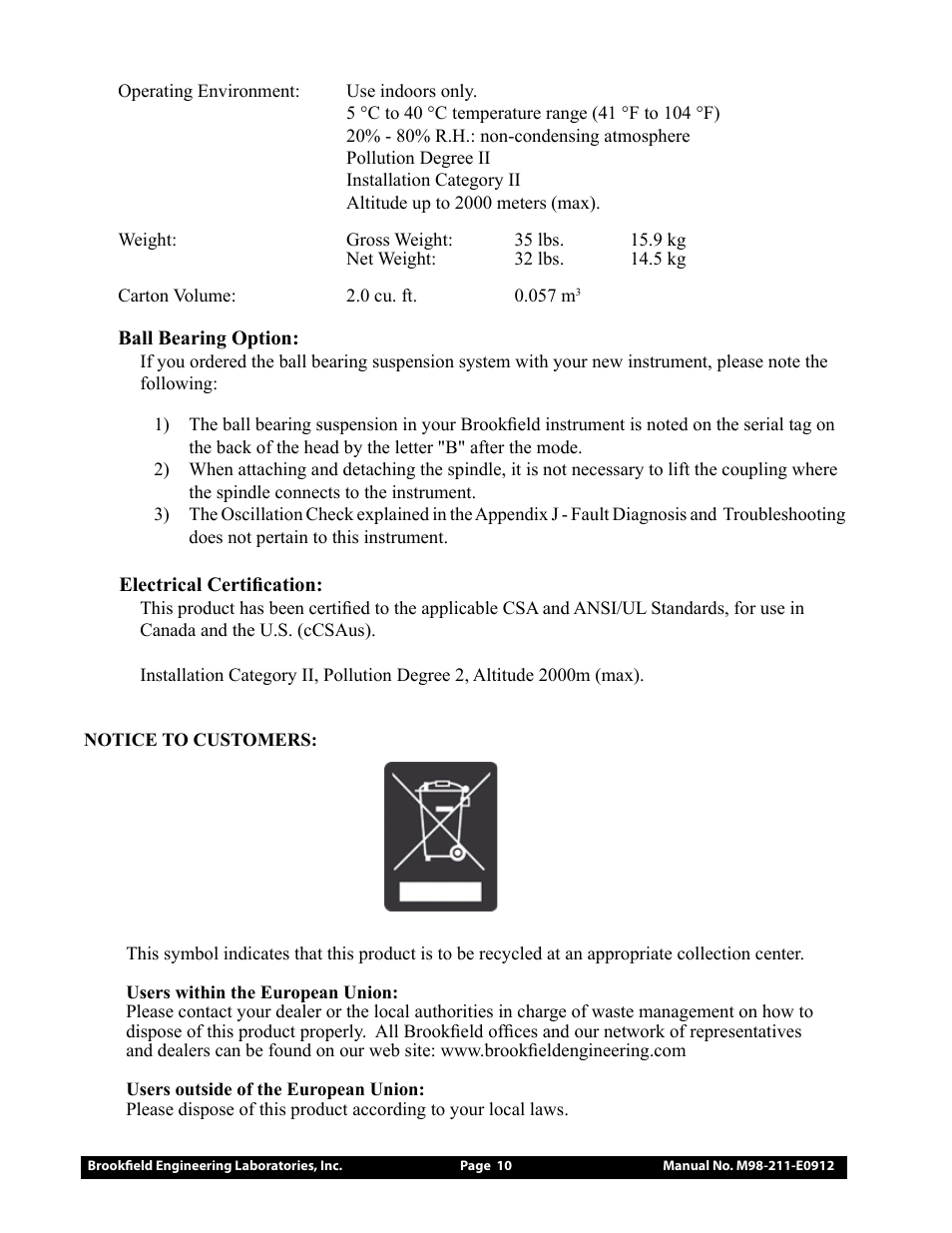Brookfield DV-III Ultra Rheometer User Manual | Page 10 / 133