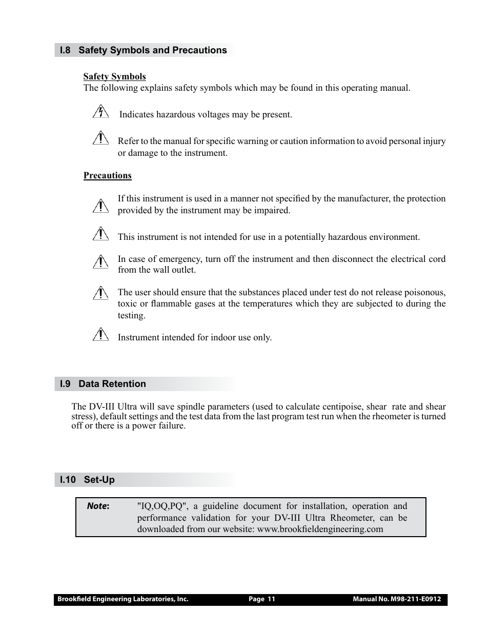 Brookfield DV-III Ultra Rheometer User Manual | Page 11 / 133