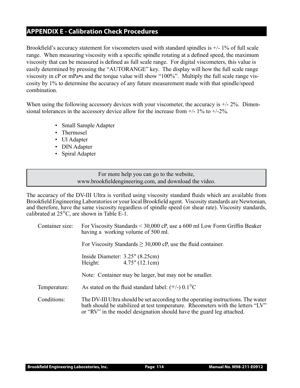 Brookfield DV-III Ultra Rheometer User Manual | Page 114 / 133
