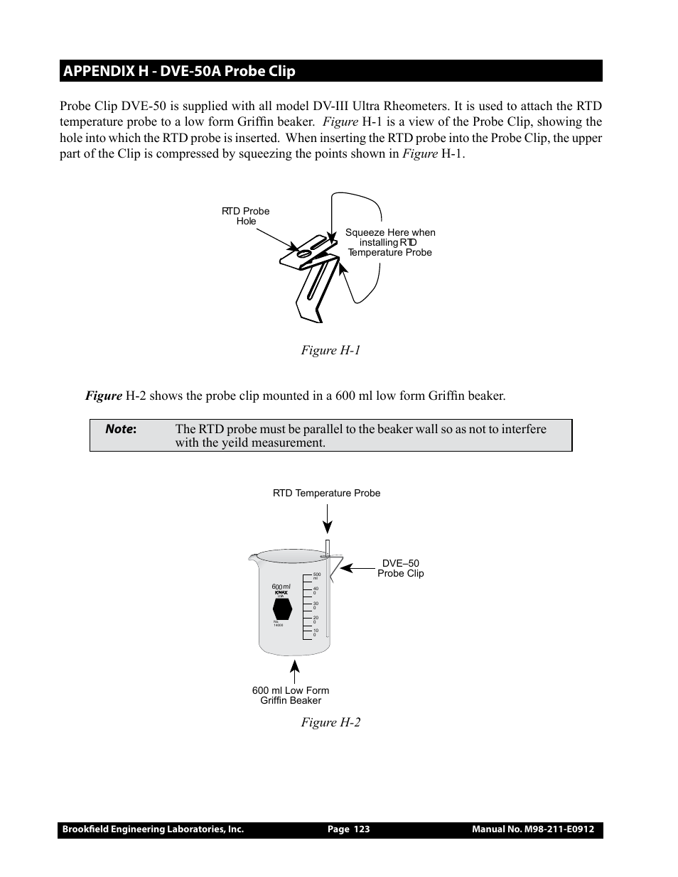 Appendix h - dve-50a probe clip, Figure h-2 | Brookfield DV-III Ultra Rheometer User Manual | Page 123 / 133