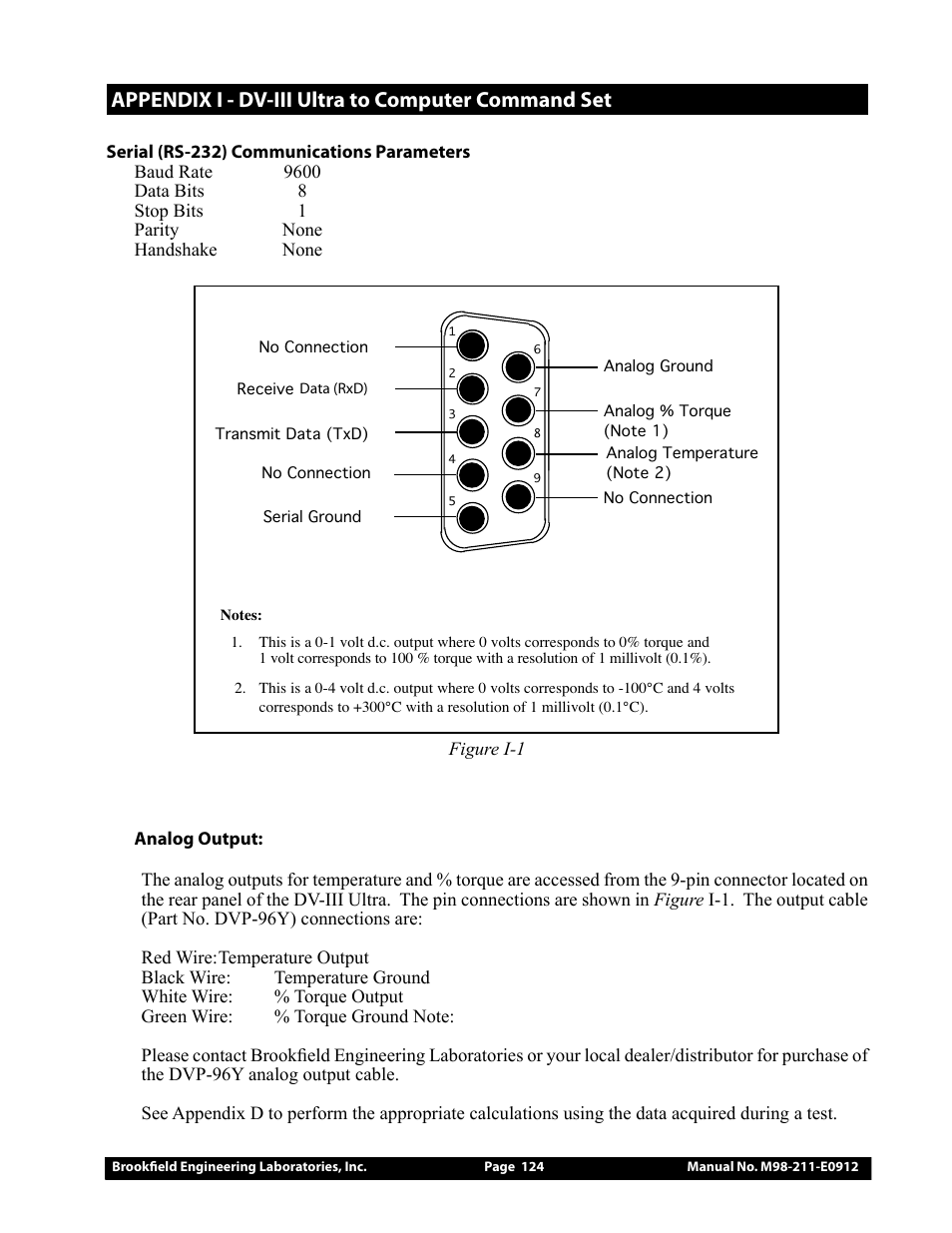 Appendix i - dv-iii ultra to computer command set | Brookfield DV-III Ultra Rheometer User Manual | Page 124 / 133
