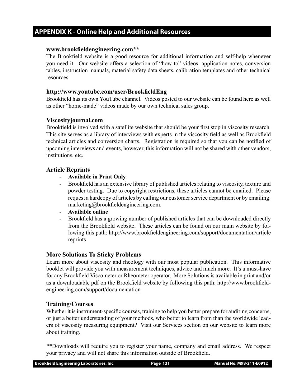 Brookfield DV-III Ultra Rheometer User Manual | Page 131 / 133