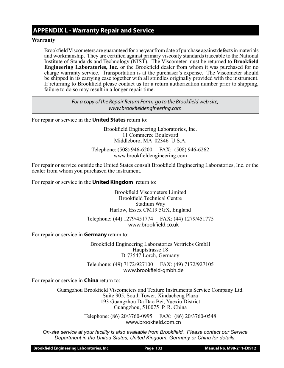 Brookfield DV-III Ultra Rheometer User Manual | Page 132 / 133