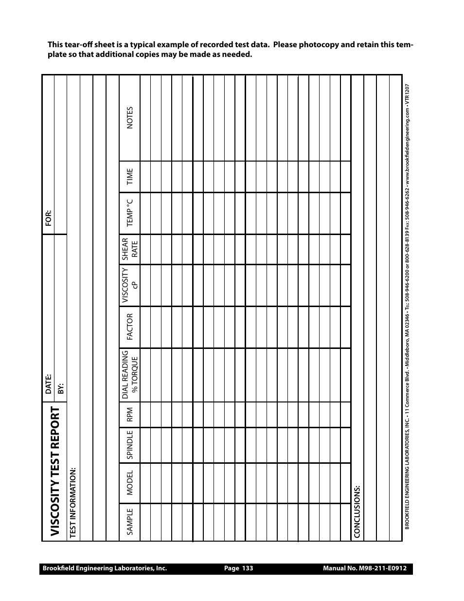 Visc osity test report | Brookfield DV-III Ultra Rheometer User Manual | Page 133 / 133