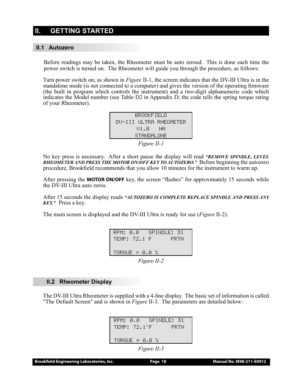Ii. getting started | Brookfield DV-III Ultra Rheometer User Manual | Page 18 / 133