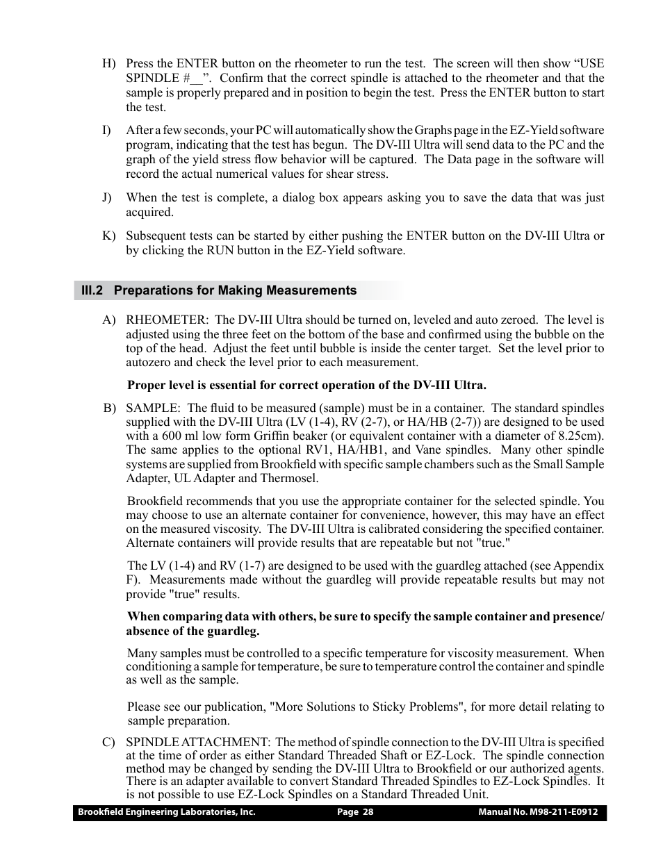 Brookfield DV-III Ultra Rheometer User Manual | Page 28 / 133