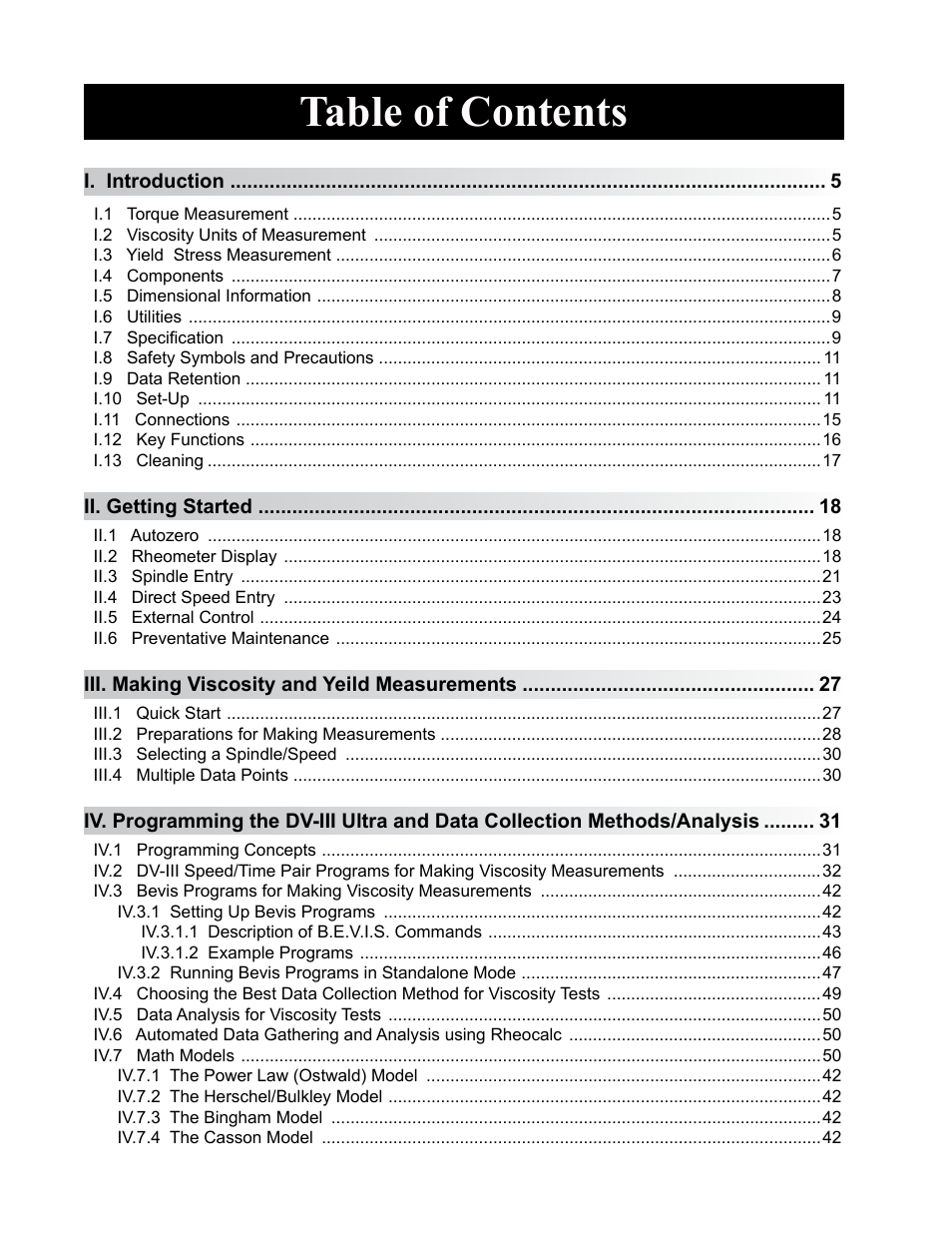 Brookfield DV-III Ultra Rheometer User Manual | Page 3 / 133