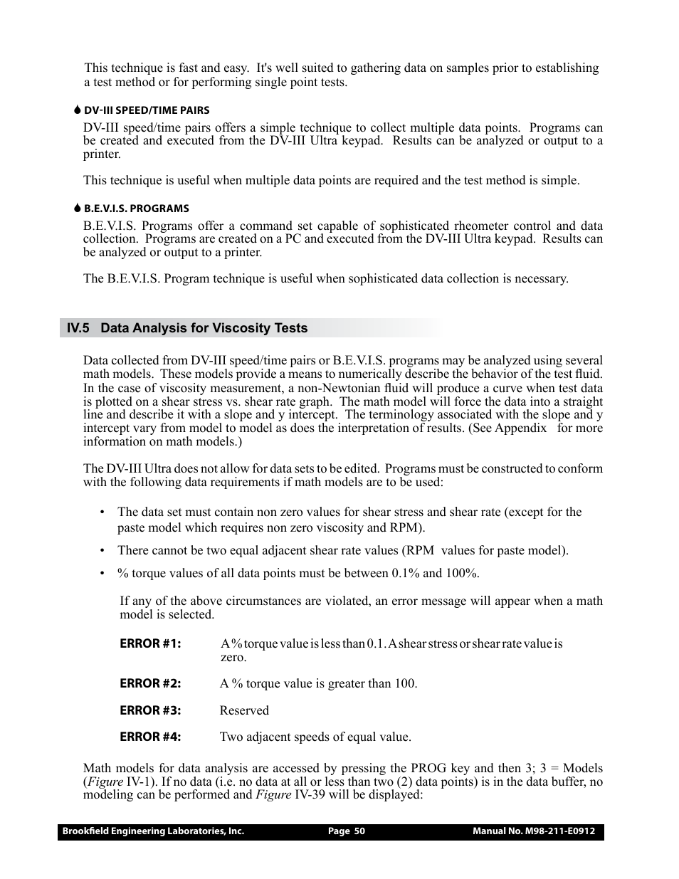 Brookfield DV-III Ultra Rheometer User Manual | Page 50 / 133