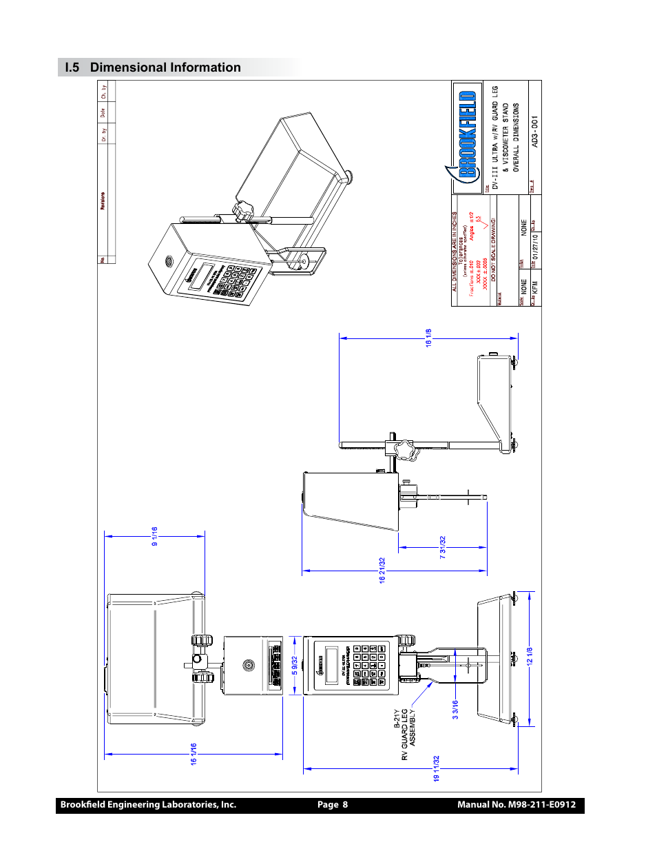 Brookfield DV-III Ultra Rheometer User Manual | Page 8 / 133