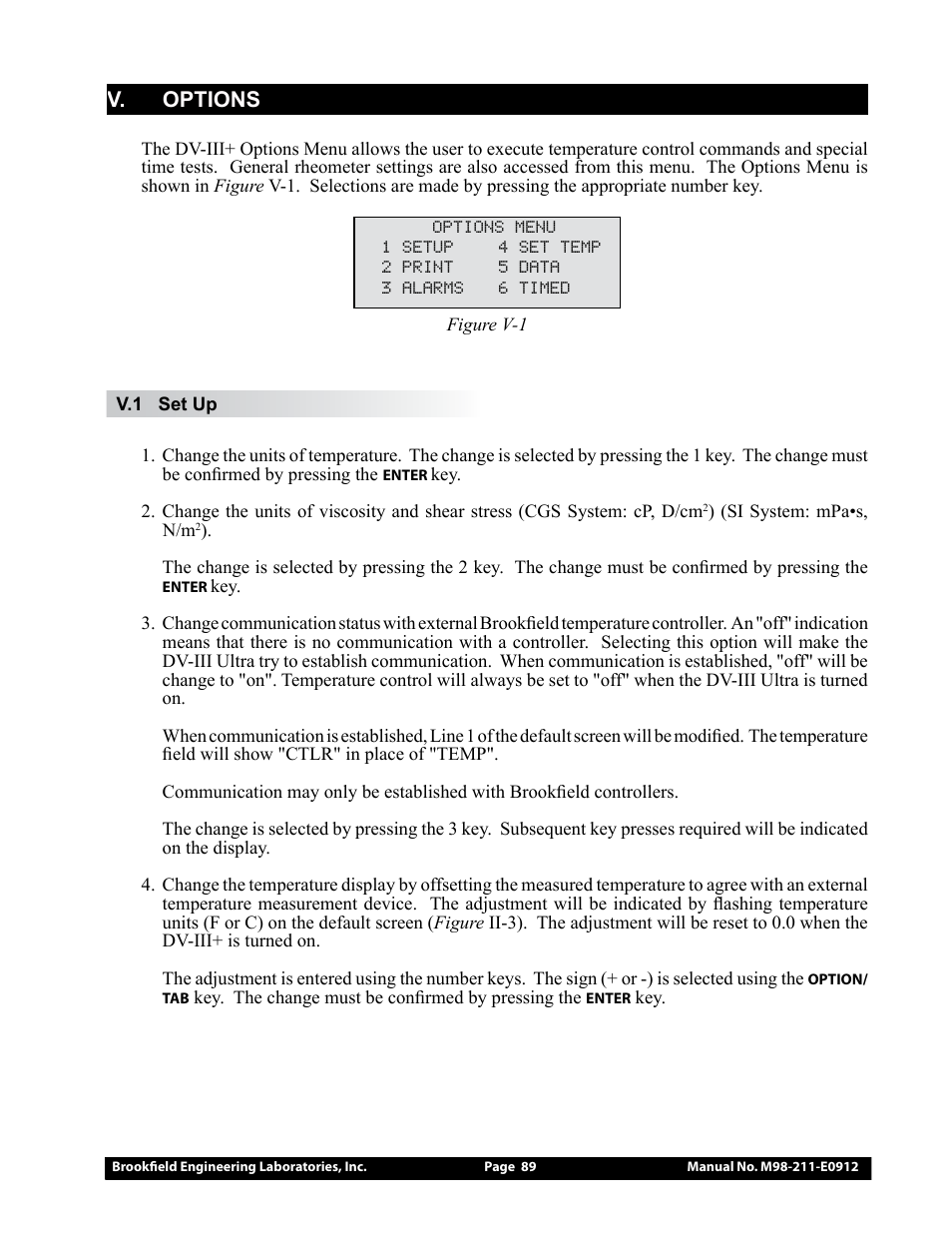 V. options | Brookfield DV-III Ultra Rheometer User Manual | Page 89 / 133