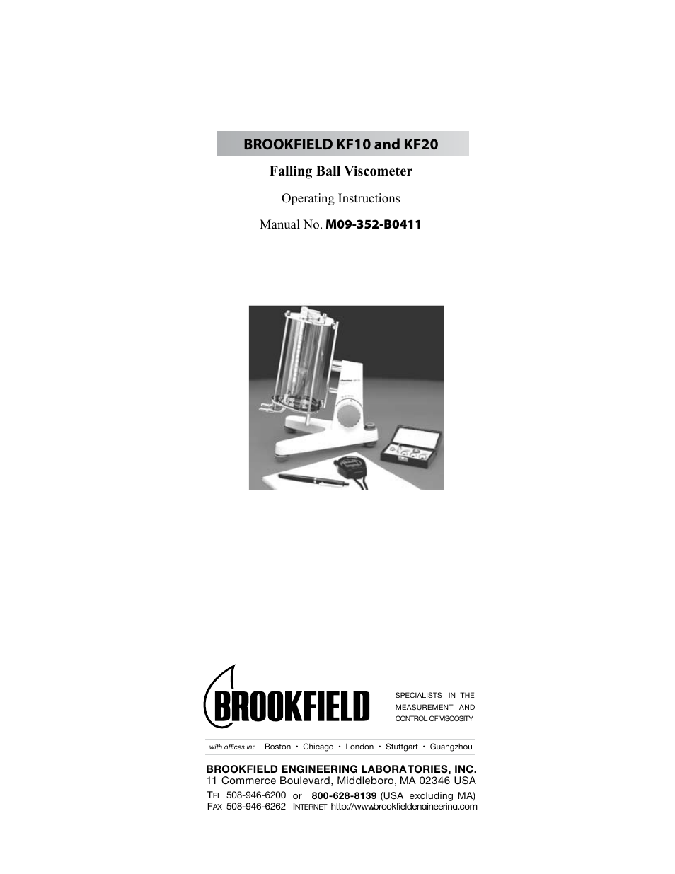 Brookfield Falling Ball KF20 User Manual | 18 pages