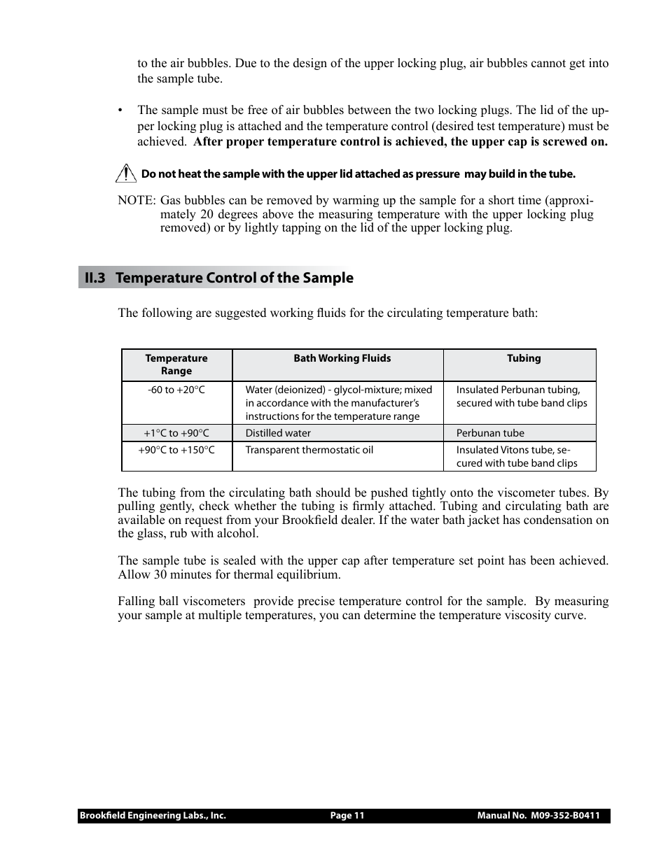 Ii.3 temperature control of the sample | Brookfield Falling Ball KF20 User Manual | Page 11 / 18
